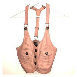 Pink leather vest with buttons